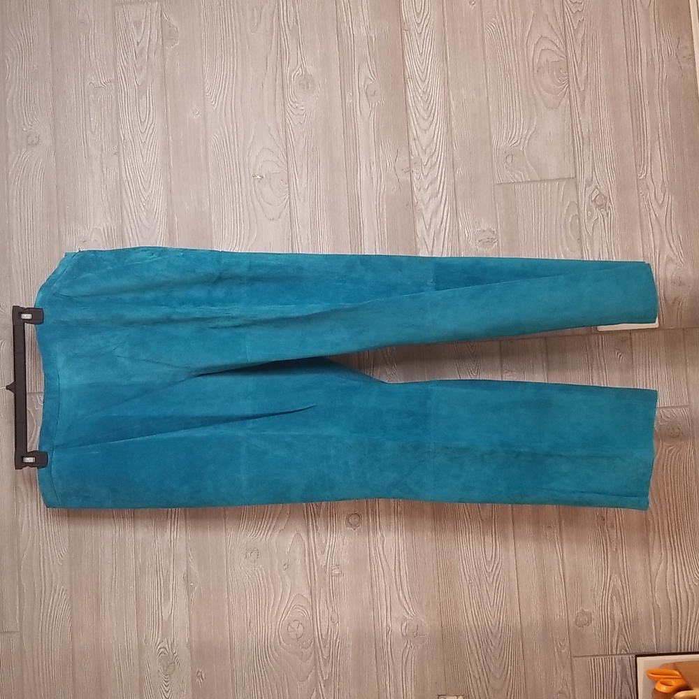 Vintage Terry Lewis Blue Suede Leather Pants Size 24
